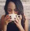 woman drinking coffee