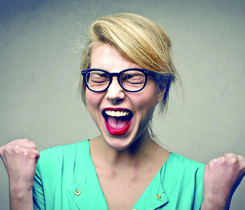 happy woman at work