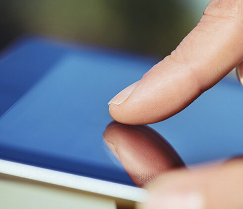 Man using digital tablet