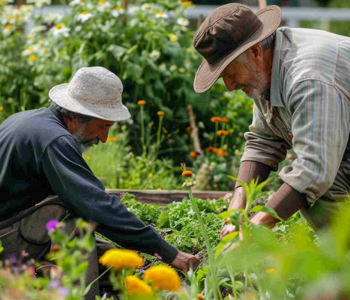 Two men gardening